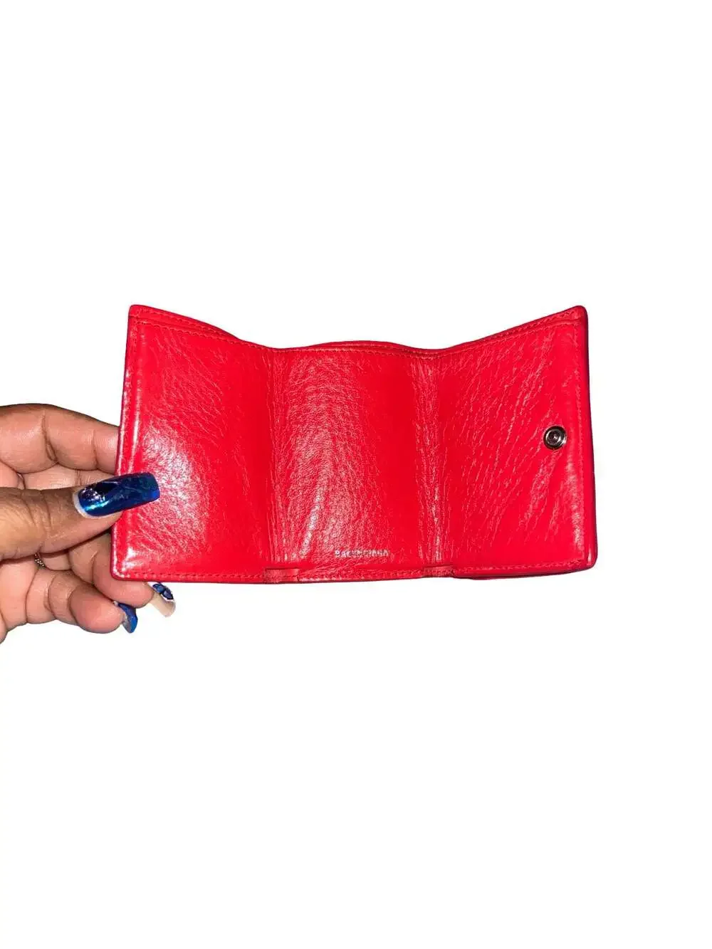 Balenciaga Papier Mini Trifold Wallet in Red Leather